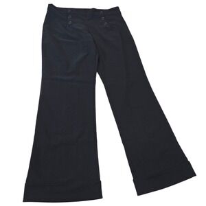 Black Wide Leg High Rise Sailor Trousers Size 14 Pull on Coastal Chic Resort USA